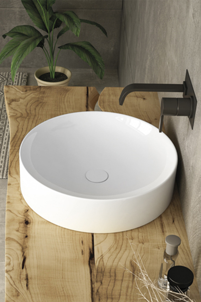 Lucco Lucente 43 Cm Tezgah Üstü Oval Lavabo Beyaz